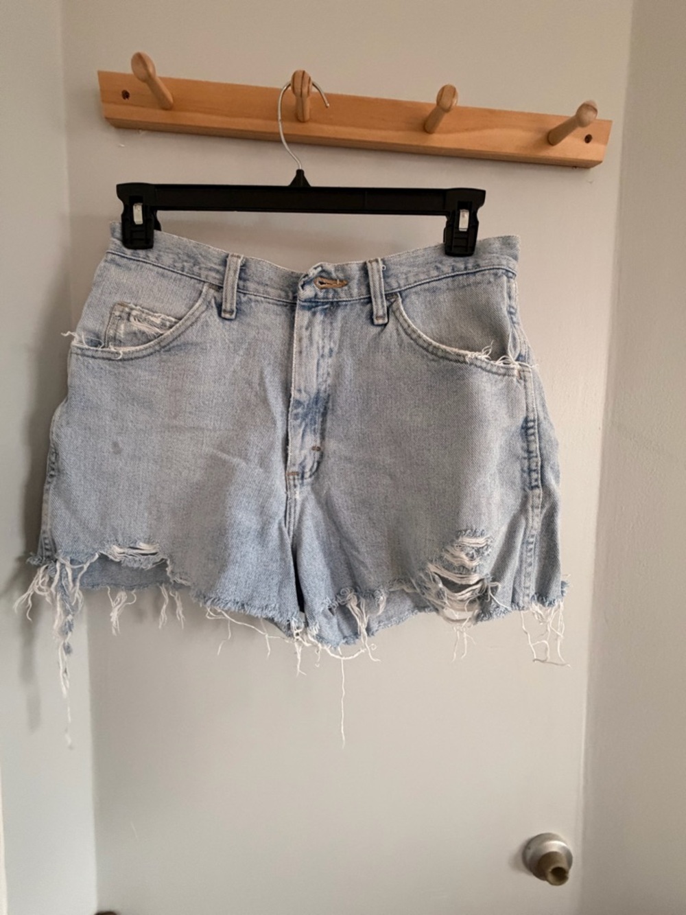 Wrangler Light Blue Distressed Denim Cutoff Shorts